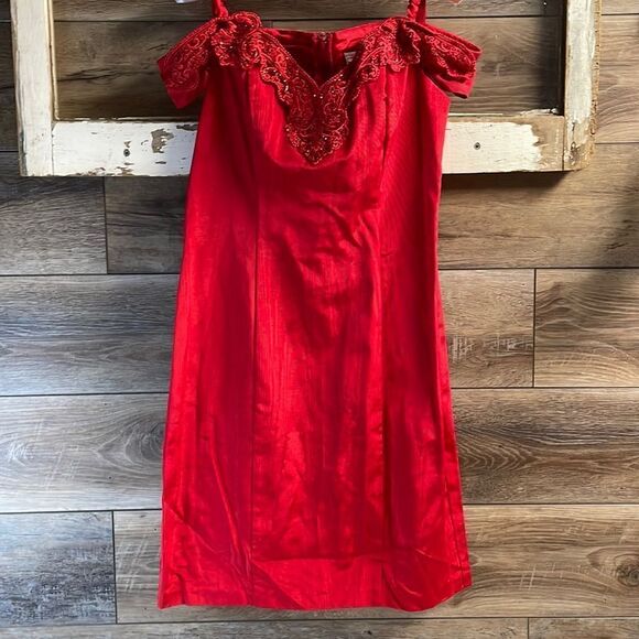 Zum Zum Vintage Red Cocktail Dress Mini, Size 12, Bright Red - Picture 1 of 11